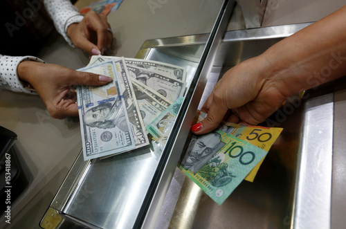 Australian Dollar And U S Denominations Are Shown In A Photo Australian Dollar And U S Denominations Are Shown In A Photo Ilration At Currency Exchange