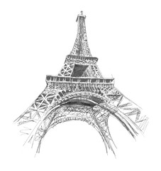 Eiffel tower. Hand drawing illustration. Gel pen