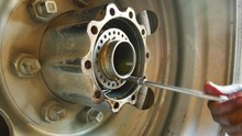 Maintenance And Cleaning Wheel Bearings. Of Heavy Trucks