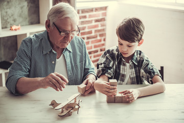 Wall Mural - Grandpa and grandson