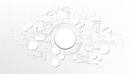 Sticker - Technological abstract technical digital element board white texture background template vector