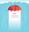Rain clouds with red umbrella.Protects against rain illustration