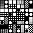 © creatorsclub - Decorative geometric shapes tiling. Monochrome irregular pattern.  Abstract black and white background. Artistic ornamental lattice