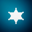 © mingirov - Hexagram sheriff star badge flat icon on blue background. Vector Illustration