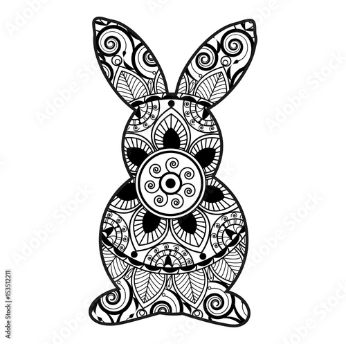 Download Vector illustration of a rabbit mandala for coloring book ...