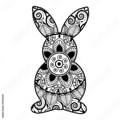 Download Vector illustration of a rabbit mandala for coloring book ...