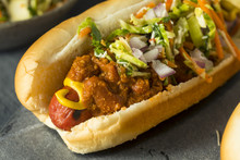 Chili Cheese Dog On Plate Free Stock Photo - Public Domain Pictures