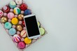 Mobile kept on painted Easter eggs in egg carton