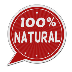 Poster - 100% natural red speech bubble label or sign