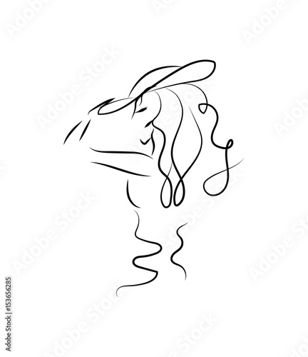 Silhouette Of A Girl In Profile Monochrome Drawing Beautiful Young Girl In A Hat Portrait Of A Stylish Woman Sketch Buy This Stock Vector And Explore Similar Vectors At Adobe Stock,Corel Draw Tools Shortcut Keys