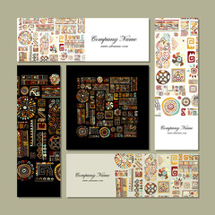 Sticker - Business cards design, ethnic handmade ornament