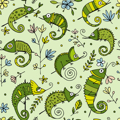 Canvas Print - Chameleon collection, seamless pattern for your design