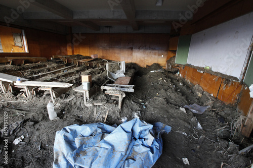 A Destroyed Classroom At The Tsunami Hit Okawa Elementary School