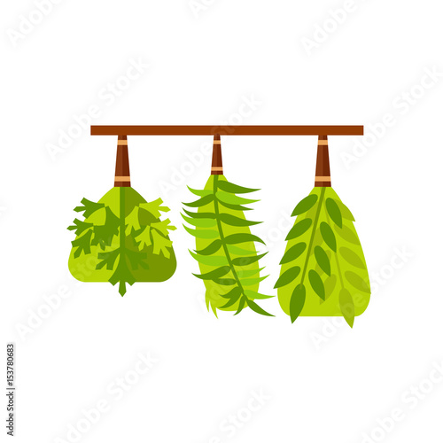 Background With Dried Herbs Hanging On Shelf Buy This Stock