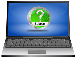 Laptop Computer with Support Button - 3D illustration