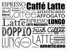 List Of Coffee Drinks Words Cloud Collage, Poster Background