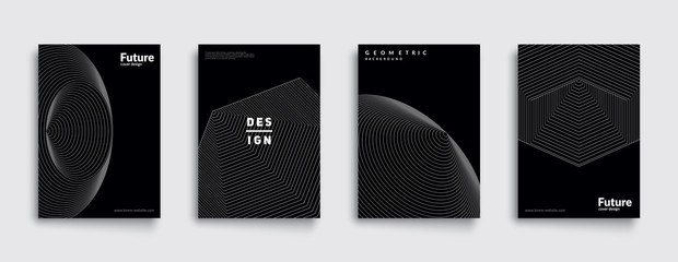 minimal dark covers set. future geometric design. abstract 3d meshes. eps10 vector.