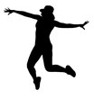 © producer - silhouette of woman dancing and jumping on white background