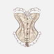 Vector illustration with magnificent corset which is embroidered with paisley ornament.