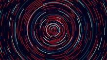 Color Circle Cyber Tunnel, Futuristic Abstract Background, Vector Illustration