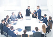 © ASDF - smiling business partners shaking hands at a business meeting to
