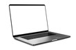 Laptop with blank screen isolated on white background, dark aluminium body. Whole in focus. High detailed.