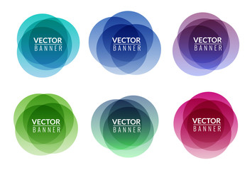 Wall Mural - Set of colorful round abstract banners overlay shape. Graphic banners design. Label graphic fun tag concept