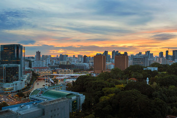 Wall Mural - Sunset over Clarke Quay and Fort Canning Park