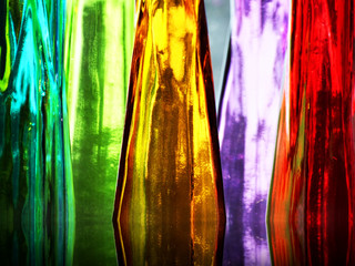 Colorful glass bottles