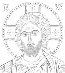 Jesus Christ byzantine style portrait.