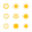 sun icons set on white