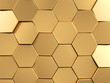 Hexagonal golden background. 3d rendering