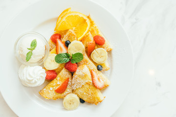 Sticker - Pancake and Bread toast with mixed fruit