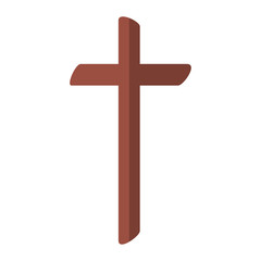 Sticker - religious cross wooden icon vector illustration design