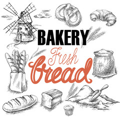 Poster - Bakery bread sketch