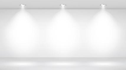 Wall Mural - Photo Studio Room. Empty White Interior. Gallery, Architectural Design. Vector Illustration.