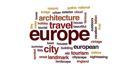 Wall Mural - Europe animated word cloud, text design animation.