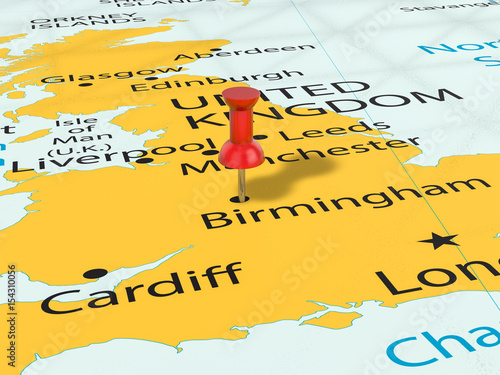 Plakat Pushpin na mapie Birmingham