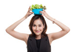 Fototapeta Panele - Healthy Asian woman with salad.