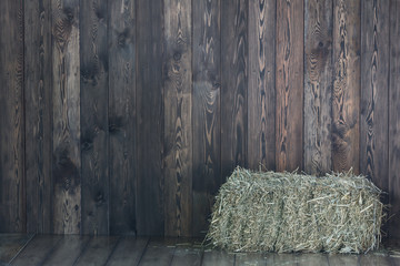 A haystack in a barn