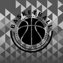 Wall Mural - Basketball monochrome logo sport vector illustration abstract geometric background