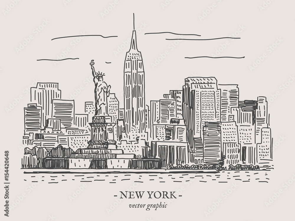 New York city retro vintage vector illustration on gray backgtound ...