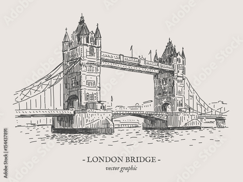 London Tower Bridge Retro Vector Drawing On Grey Background Buy This Stock Vector And Explore Similar Vectors At Adobe Stock Adobe Stock