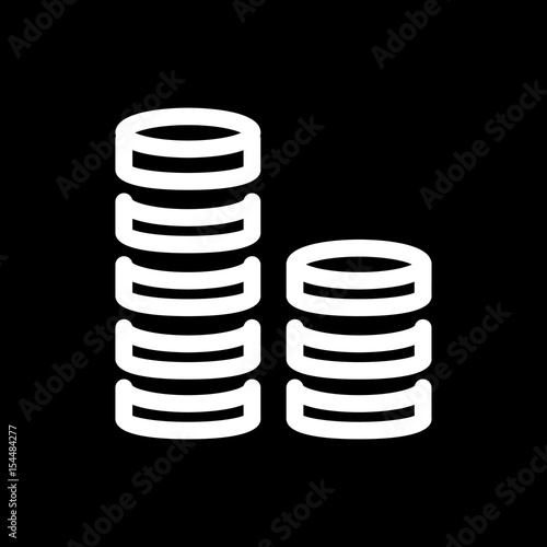 Coin Stack Vector Icon Black And White Money Illustration - 