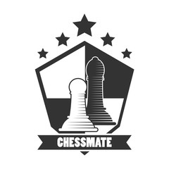 Wall Mural - Chessmate club black and white emblem with pawns illustrations