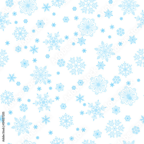 Snowflake vector seamless pattern.