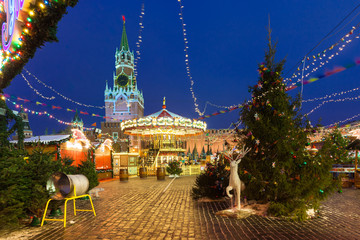 Wall Mural - Christmas Market on the Red Square, Moscow, Russia