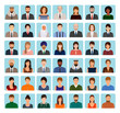 Avatars characters set of different people. Business, elegant and sports icons of faces to your profile.