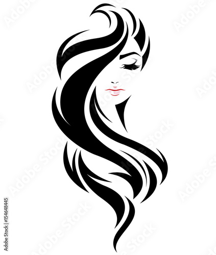 kobiety-dlugie-wlosy-styl-ikona-logo-kobiety-twarz-na-bialym-tle