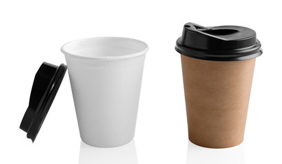 Wall Mural - paper coffee cup isolated on white